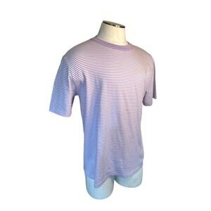 Men XL Armor Lux Short Slv Tee T-Shirt Top Lavender Milk Organic Stripe France
